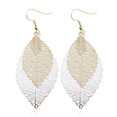 Picture of Stainless Steel Earrings Multicolor Leaf Color Plated 7cm(2 6/8