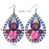 Imagen de Acero Inoxidable Pendientes Multicolor Gota Rosa Color Plateado 9.3cm x 5cm, 1 Par