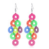 Imagen de Acero Inoxidable Pendientes Multicolor Ronda Sol Color Plateado 7.5cm x 2.7cm, 1 Par