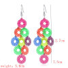 Imagen de Acero Inoxidable Pendientes Multicolor Ronda Sol Color Plateado 7.5cm x 2.7cm, 1 Par