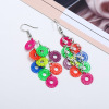 Imagen de Acero Inoxidable Pendientes Multicolor Ronda Sol Color Plateado 7.5cm x 2.7cm, 1 Par