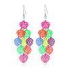 Imagen de Acero Inoxidable Pendientes Multicolor Corazón Hoja Color Plateado 7.5cm x 2.6cm, 1 Par