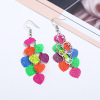 Imagen de Acero Inoxidable Pendientes Multicolor Corazón Hoja Color Plateado 7.5cm x 2.6cm, 1 Par