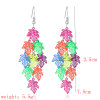 Imagen de Acero Inoxidable Pendientes Multicolor Hoja de Arce Color Plateado 7.5cm x 2.5cm, 1 Par