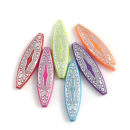 Bild von Acryl Perlen Marquise Zufällig Mix ca. 41mm x 11mm, Loch:ca. 2.3mm, 100 Stück