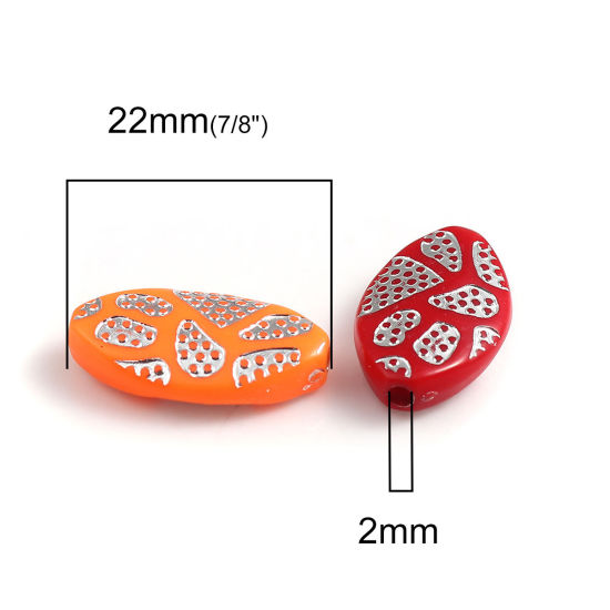 Picture of Acrylic Beads Oval At Random About 22mm x 13mm, Hole: Approx 2mm, 100 PCs