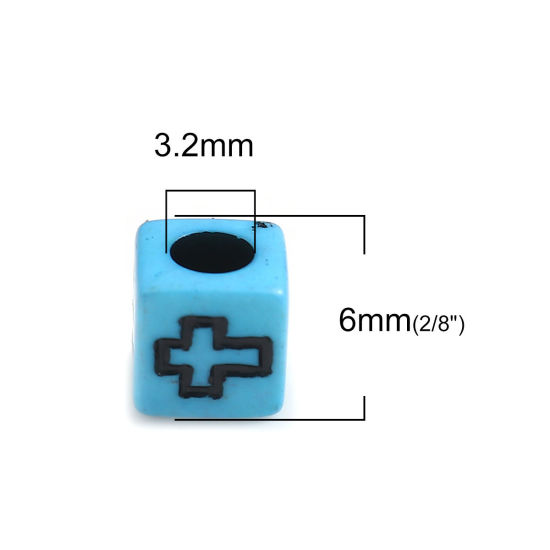Picture of Acrylic Beads Square At Random Mixed Cross Pattern About 6mm x 6mm, Hole: Approx 3.2mm, 500 PCs