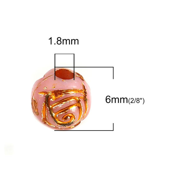 Image de Perles en Acrylique Rond Couleur au Hasard Rose 6mm Dia, Taille de Trou: env. 1.8mm, 1000 Pcs