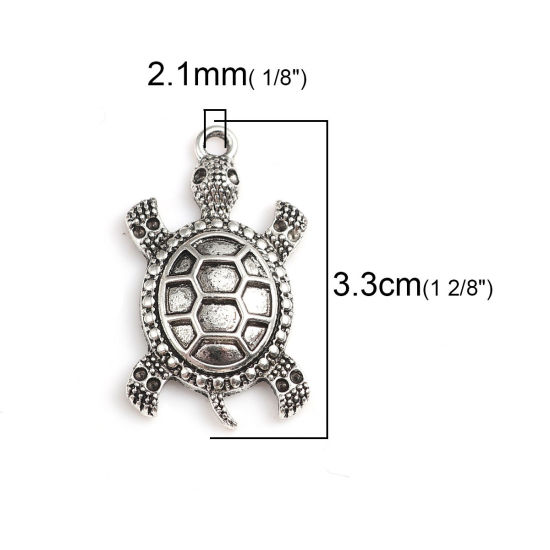 亜鉛合金 海ジュエリー ペンダント 海亀 銀古美 ( ss7  ss5ポイントバック・ラインストーンに適応) 33mmx 19mm、 10 個 の画像