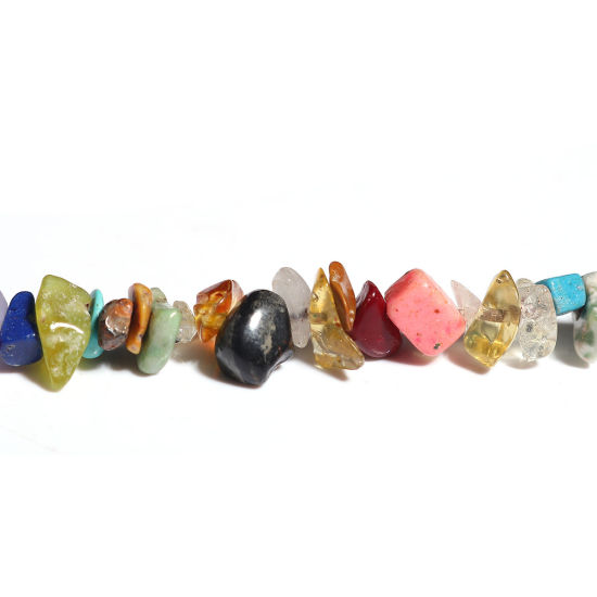 Picture of Stone ( Natural ) Chip Beads Irregular Multicolor About 14mm x10mm( 4/8" x 3/8") - 8mm x4mm( 3/8" x 1/8") Size: M, Hole: Approx 1mm, 85cm(33 4/8") long, 5 Strands (Approx 200 - 180 PCs/Strand)