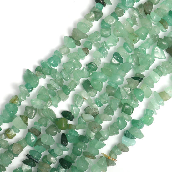 Picture of Aventurine ( Natural ) Chip Beads Irregular Green About 14mm x10mm( 4/8" x 3/8") - 8mm x4mm( 3/8" x 1/8") Size: M, Hole: Approx 1mm, 85cm(33 4/8") long, 5 Strands (Approx 200 - 180 PCs/Strand)
