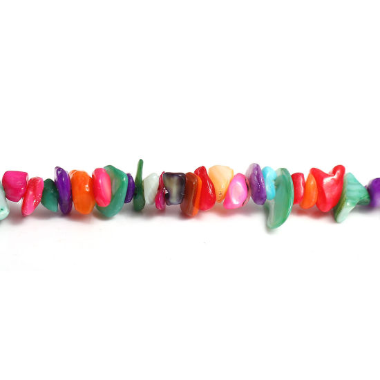 Picture of Shell ( Natural ) Chip Beads Irregular Multicolor About 14mm x10mm( 4/8" x 3/8") - 8mm x4mm( 3/8" x 1/8") Size: M, Hole: Approx 1mm, 85cm(33 4/8") long, 5 Strands (Approx 200 - 180 PCs/Strand)