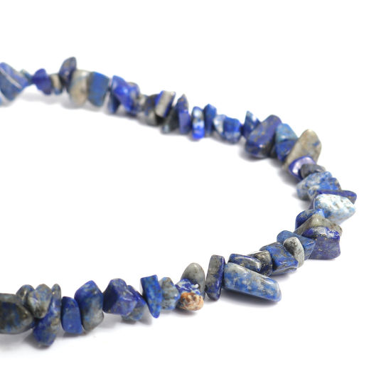 Picture of December Birthstone - Lapis Lazuli ( Natural ) Chip Beads Irregular Deep Blue About 14mm x10mm( 4/8" x 3/8") - 8mm x4mm( 3/8" x 1/8") Size: M, Hole: Approx 1mm, 85cm(33 4/8") long, 5 Strands (Approx 200 - 180 PCs/Strand)