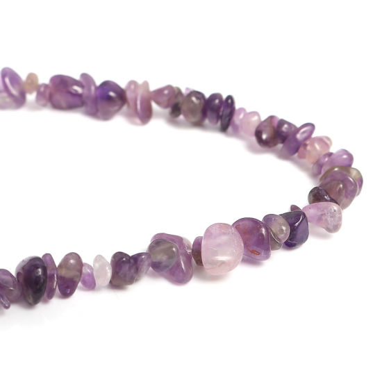 Picture of Crystal ( Natural) Chip Beads Irregular Purple About 14mm x10mm( 4/8" x 3/8") - 8mm x4mm( 3/8" x 1/8") Size: M, Hole: Approx 1mm, 85cm(33 4/8") long, 5 Strands (Approx 200 - 180 PCs/Strand)