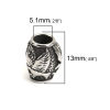 Picture of 304 Stainless Steel Spacer Beads Drum Antique Silver Color Eagle 13mm( 4/8") x 11mm( 3/8"), Hole: Approx 5.1mm, 1 Piece