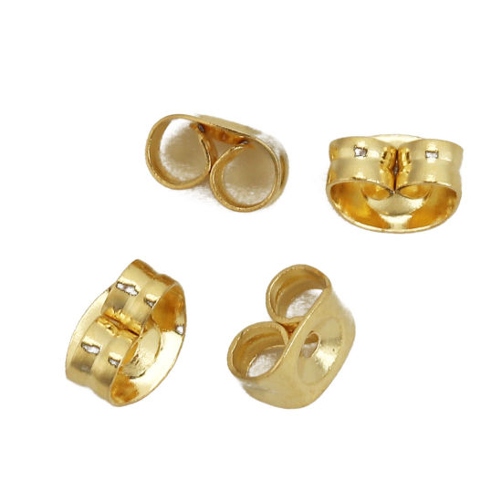 Picture of 316 Stainless Steel Ear Nuts Post Stopper Earring Findings Butterfly Animal Gold Plated 6mm( 2/8") x 4mm( 1/8"), 50 PCs