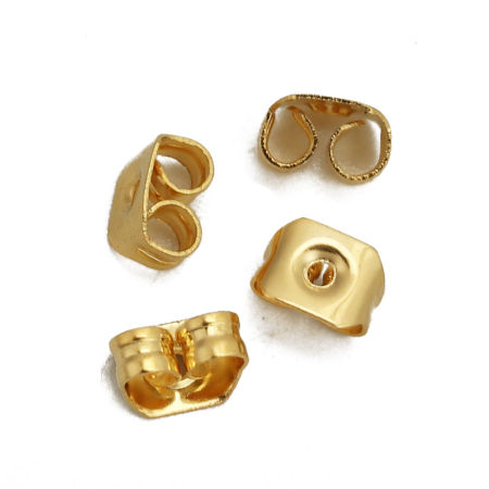 Image de Embout de Boucles d'Oreilles en 316 Acier Inoxydable Papillon Doré 5mm x 4mm, 50 Pcs