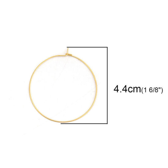 Picture of 316 Stainless Steel Hoop Earrings Gold Plated 38mm(1 4/8") x 35mm(1 3/8"), Post/ Wire Size: (21 gauge), 10 PCs