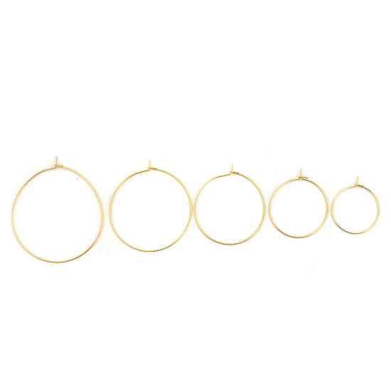 Picture of 316 Stainless Steel Hoop Earrings Gold Plated 24mm(1") x 20mm( 6/8"), Post/ Wire Size: (21 gauge), 20 PCs