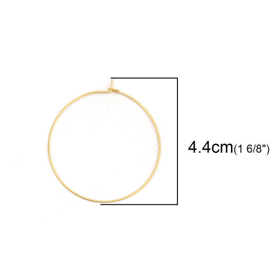 Picture of 316 Stainless Steel Hoop Earrings Gold Plated 44mm(1 6/8") x 40mm(1 5/8"), Post/ Wire Size: (21 gauge), 10 PCs