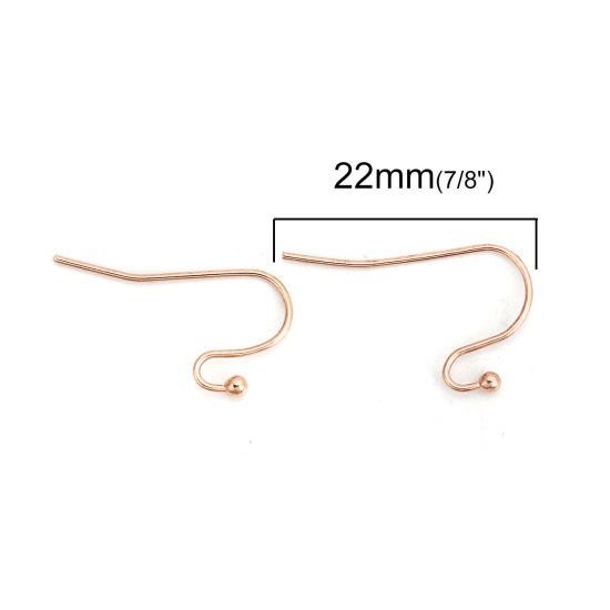 Bild von 316 Edelstahl Ohrring Ohr Haken Hell Rosegold 22mm x 13mm, Drahtstärke: (21 gauge), 10 Stück