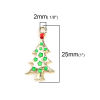 Picture of Zinc Based Alloy Charms Christmas Tree Gold Plated Red & Green Enamel 25mm(1") x 14mm( 4/8"), 10 PCs