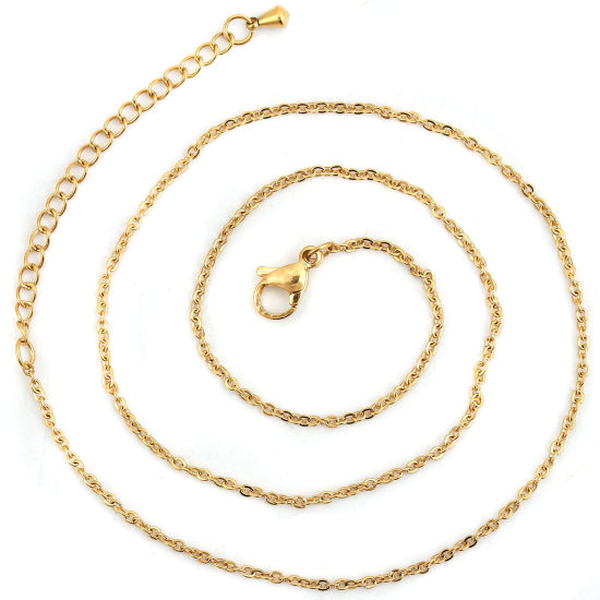 Bild von 5 Strange Vakuumbeschichtung 304 Edelstahl Gliederkette Kette Halskette Vergoldet 41cm lang, Kettengröße: 2x1.5mm