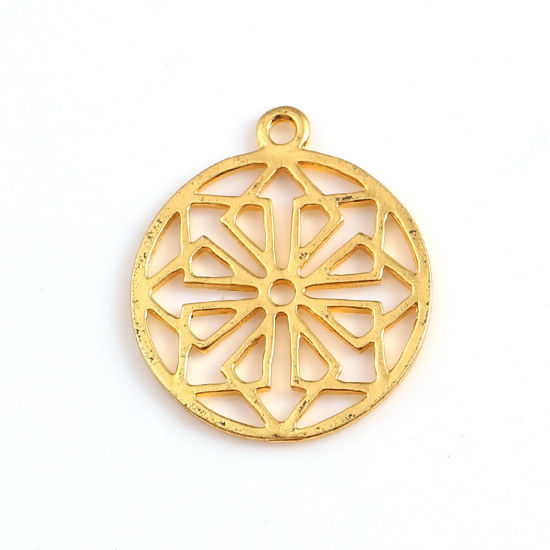 Image de Breloques Fleur de Vie en Alliage de Zinc Rond Géométrique Doré 27mm x 23mm, 20 Pcs