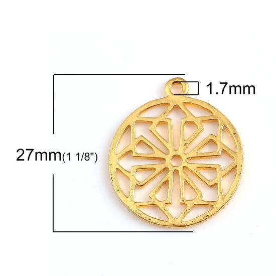 Image de Breloques Fleur de Vie en Alliage de Zinc Rond Géométrique Doré 27mm x 23mm, 20 Pcs