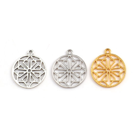 Image de Breloques Fleur de Vie en Alliage de Zinc Rond Géométrique Doré 27mm x 23mm, 20 Pcs