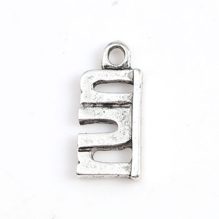 Zinc Based Alloy Charms Antique Silver Color Message " Run " 19mm( 6/8") x 9mm( 3/8"), 30 PCs