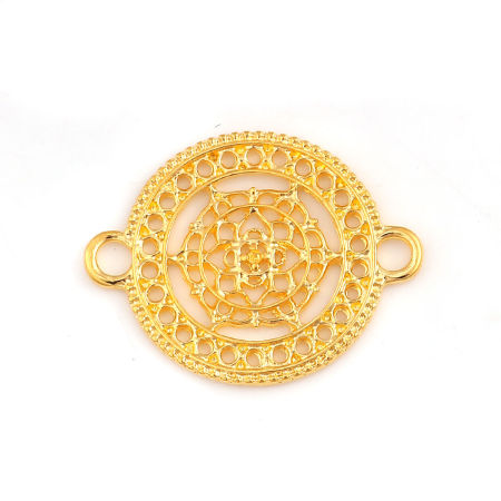 Picture of Zinc Based Alloy Connectors Round Gold Plated Flower 37mm x 28mm, 5 PCs