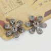Bild von Eisenlegierung Perlkappen Blumen Metallgrau (für Perlengröße: 10mm D.) 18mm x 17mm, 30 Stück