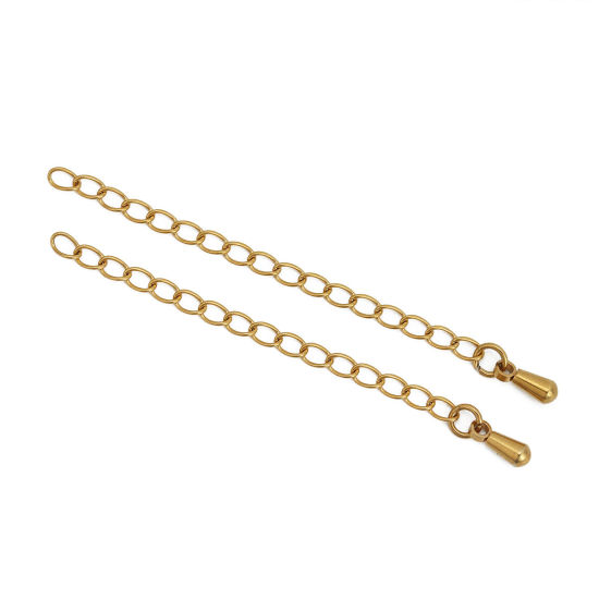 Picture of 316L Stainless Steel Extender Chain For Jewelry Necklace Bracelet Gold Plated Drop 6cm(2 3/8") long, Usable Chain Length: 5cm, 5 PCs