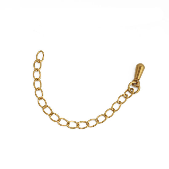 Picture of 316L Stainless Steel Extender Chain For Jewelry Necklace Bracelet Gold Plated Drop 6cm(2 3/8") long, Usable Chain Length: 5cm, 5 PCs