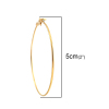 Picture of 316 Stainless Steel Hoop Earrings Gold Plated Circle Ring 50mm(2") Dia., Post/ Wire Size: (20 gauge), 1 Pair”