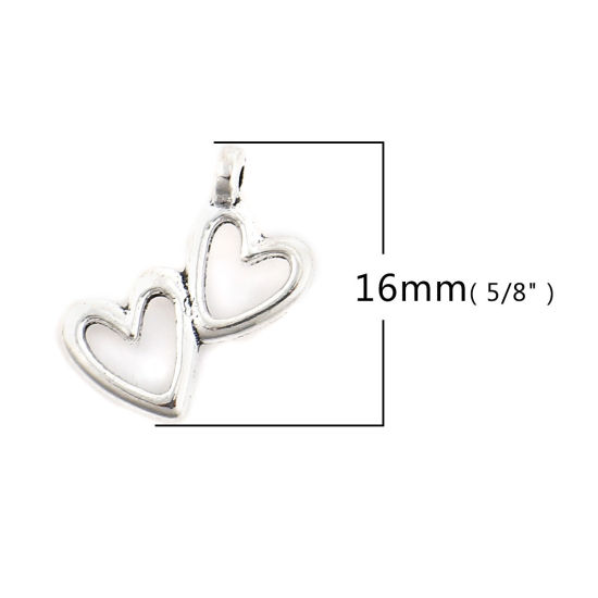 Bild von Zinklegierung Charms Herz Antiksilber 16mm x 10mm, 100 Stück