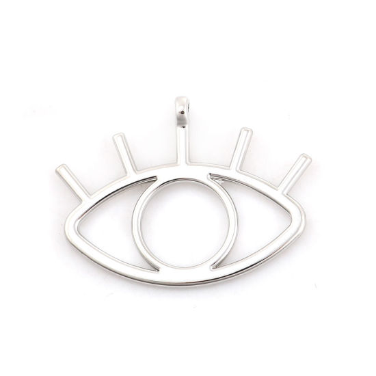 Immagine di Lega di Zinco Ciondoli Occhi Tono Argento 43mm x 33mm , 5 Pz