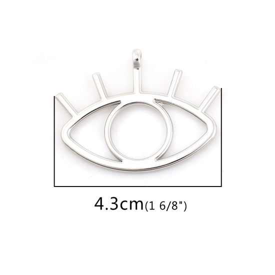 Immagine di Lega di Zinco Ciondoli Occhi Tono Argento 43mm x 33mm , 5 Pz