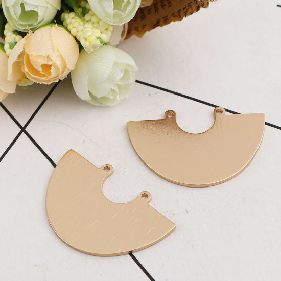 Immagine di Lega di Alluminio Connettore Accessori Mezzo Tondo Oro Placcato 45mm x 30mm, 5 Pz