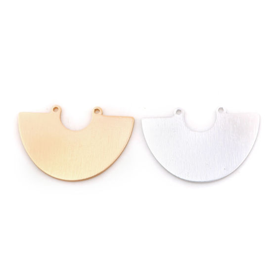 Immagine di Lega di Alluminio Connettore Accessori Mezzo Tondo Oro Placcato 45mm x 30mm, 5 Pz