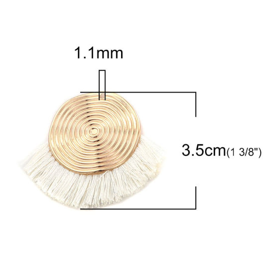 Picture of Polyester Tassel Pendants Spiral Gold Plated Red 45mm(1 6/8") x 35mm(1 3/8"), 3 PCs