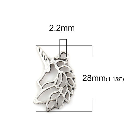 亜鉛合金 チャーム 馬 銀古美 28mmx 23mm、 20 個 の画像