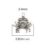 Picture of Zinc Based Alloy Ocean Jewelry Pendants Crab Animal Antique Silver Color Cabochon Settings (Fits 10mm Dia.) 38mm x 31mm, 5 PCs
