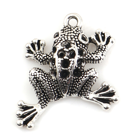 Zinklegierung Charms Frosch Antiksilber (für ss9 Spitzboden Strasssteine) 29mm x 25mm, 20 Stück