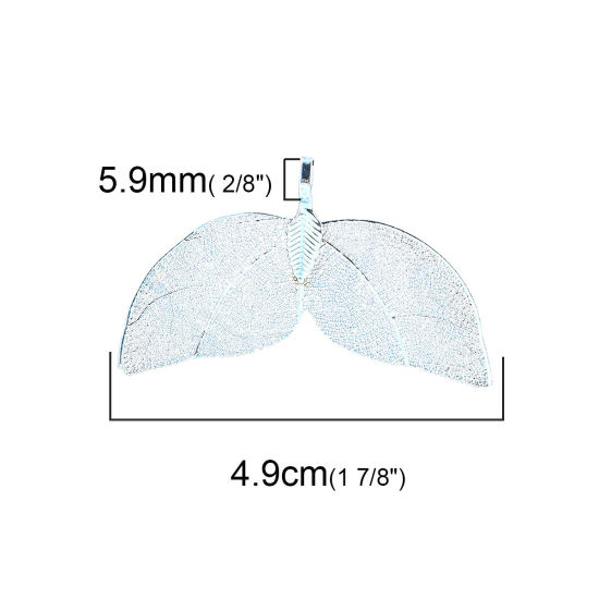 Immagine di Ottone & Foglia Naturale Ciondoli Ali di Angelo Blu 49mmx 30mm, 2 Pz