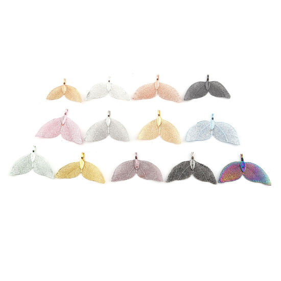 Immagine di Ottone & Foglia Naturale Ciondoli Ali di Angelo Blu 49mmx 30mm, 2 Pz