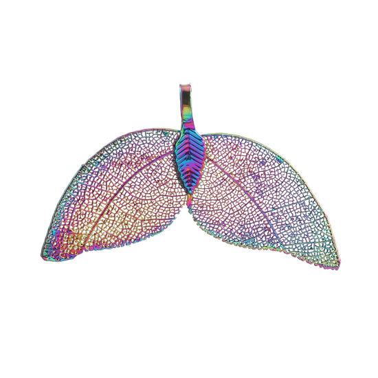 Immagine di Ottone & Foglia Naturale Ciondoli Ali di Angelo Multicolore 49mmx 30mm, 2 Pz