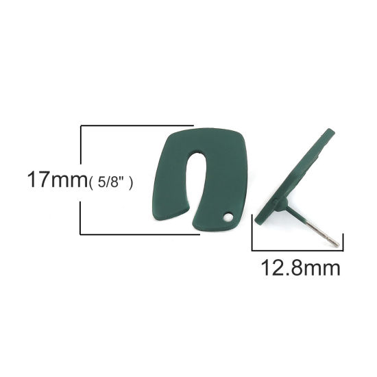 Imagen de Zamak Pendientes En forma de N Verde Oscuro W/ Lazo 17mm x 15mm, Post/ Wire: (21 gauge), 10 Unidades
