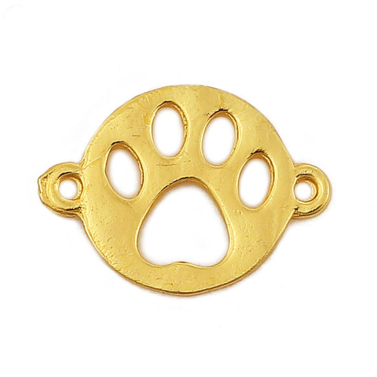 Picture of Zinc Based Alloy Connectors Dog's Paw Gold Plated Round 16mm x 12mm, 20 PCs